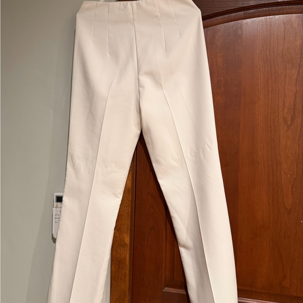 Zara White-Cream High Waist Tailored Trousers